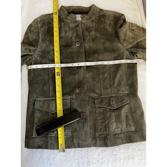 Vintage Blazer Olive Green Suede Sz 10 utility Jacket heritage transitional - Picture 9 of 12